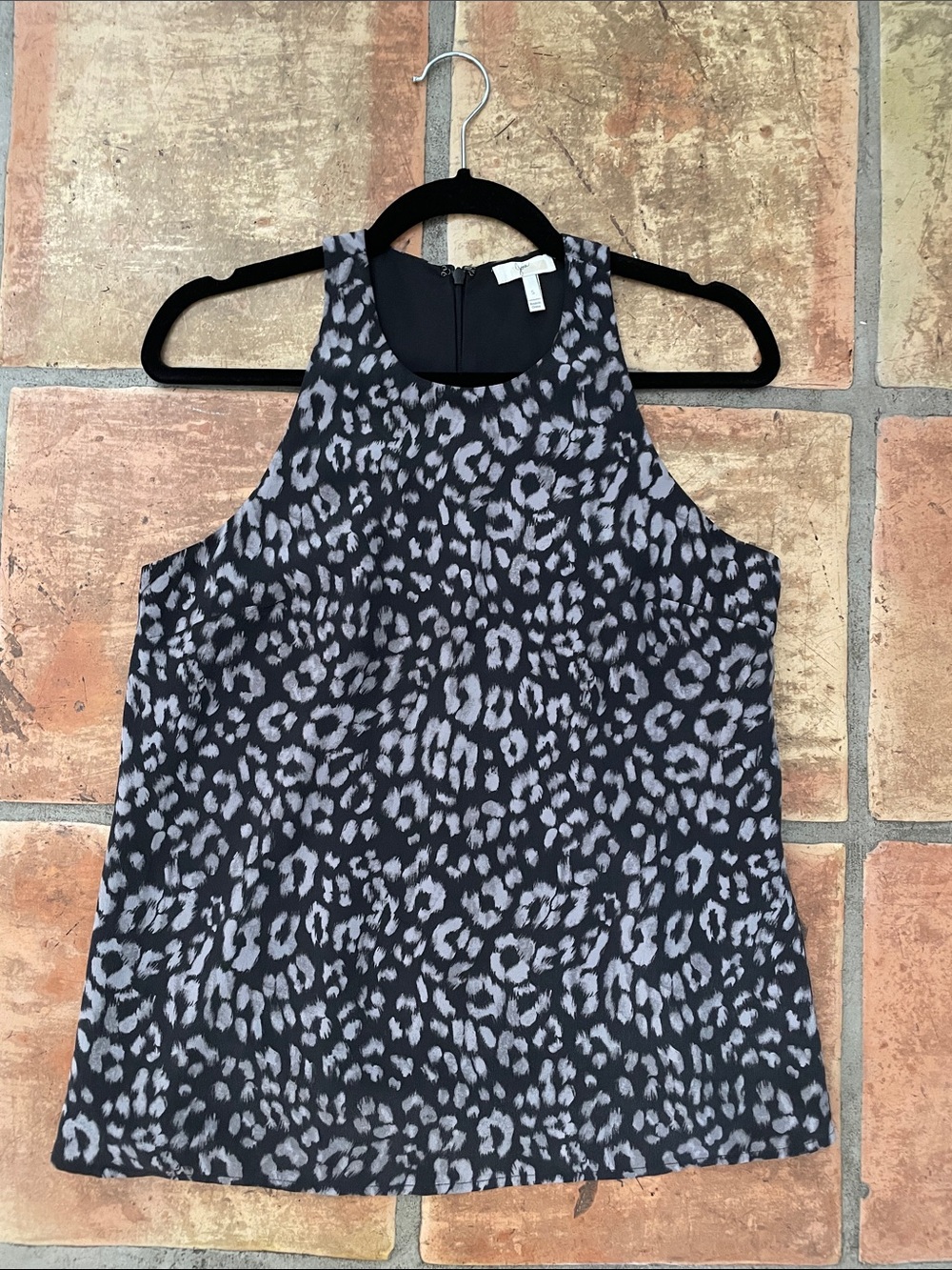 JOIE Size Small Silk Black and Gray Animal Print Tank